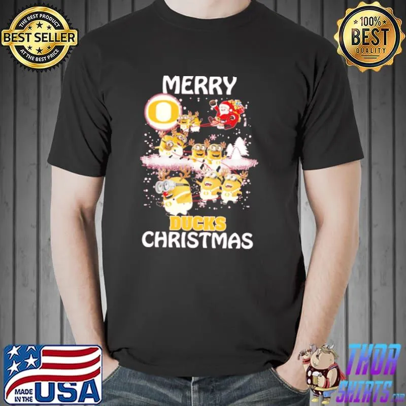 Oregon ducks ugly christmas s minions santa claus merry christmas Oregon ducks shirt