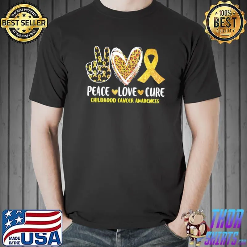Peace love cure childhood cancer awareness leopart heart classic shirt