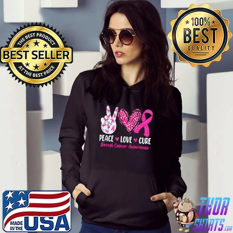 Peace love cure pink ribbonbreast cancer awareness classic s Hoodie