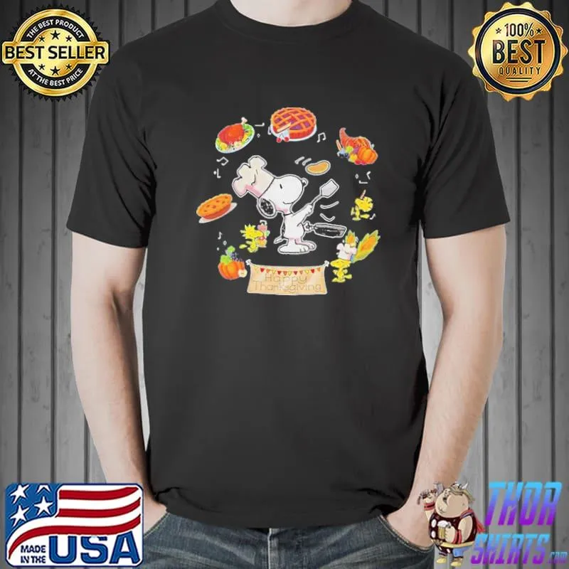 Peanuts thanksgiving Snoopy cooking happy thanksgiving shirt