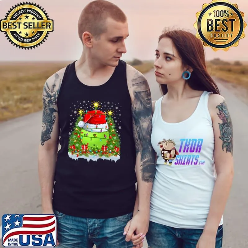 Pickleball Xmas Lights Santa Pickleball Christmas Tree T-Shirt Tank Top