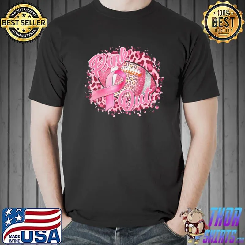 Pink out Football pink ribbon breast cancer awareness classic shirt