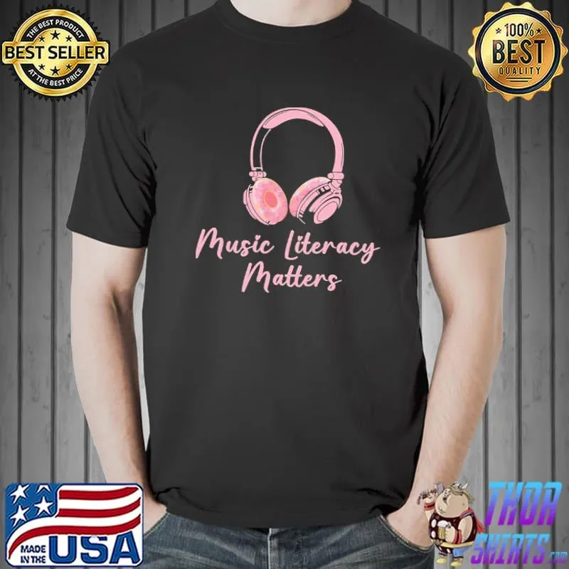 Pinky donut headphone music literacy matters classic shirt