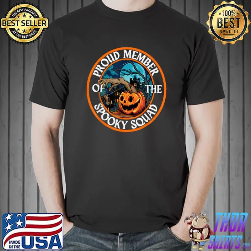 Proud Member Of The Spooky Squad Pumpkin With Moon Season Halloween T-Shirt