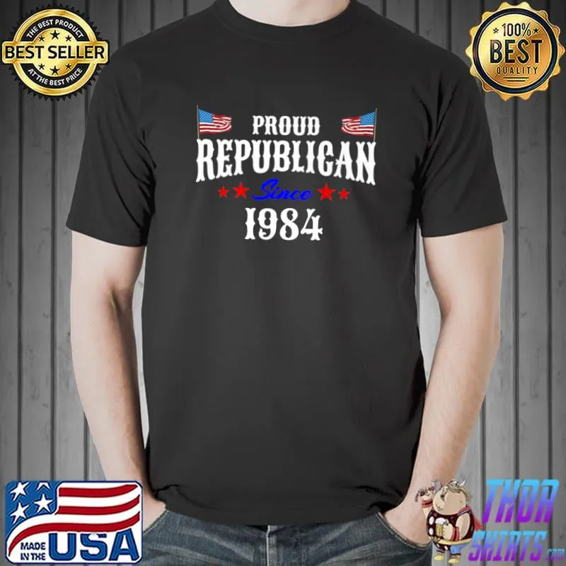 Proud Republican Voter Born 1984 Patriotic USA Flag Birthday Premium T-Shirt