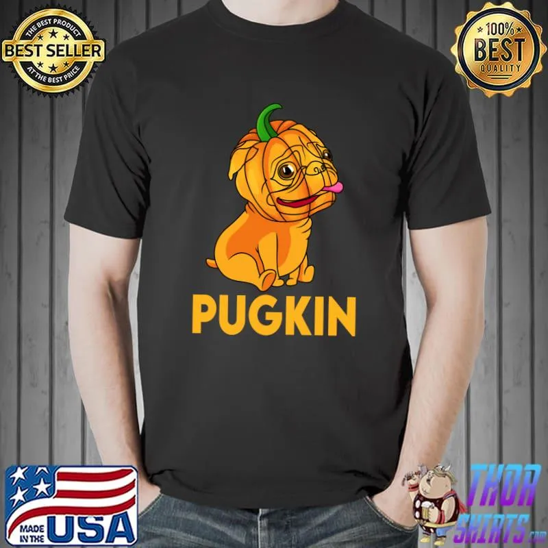 Pugkin Pug Halloween Thanksgiving Costume Pumpkin T-Shirt