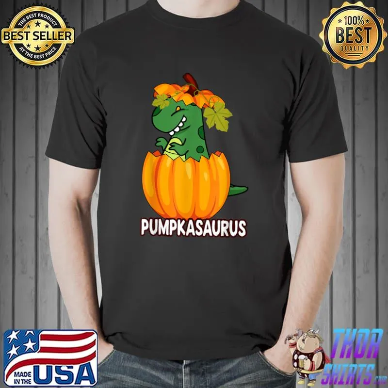 Pumpkasaurus Halloween Dinosaur Green Pumpkin T-Shirt