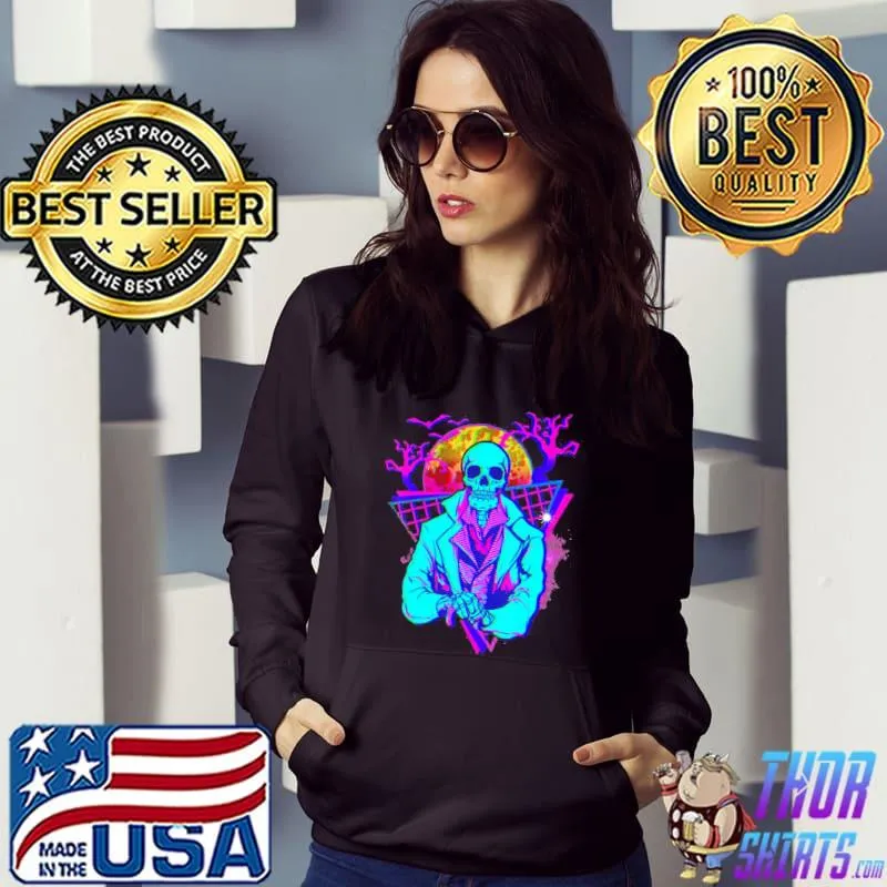Purple glitch skeleton art halloween illustration s Hoodie