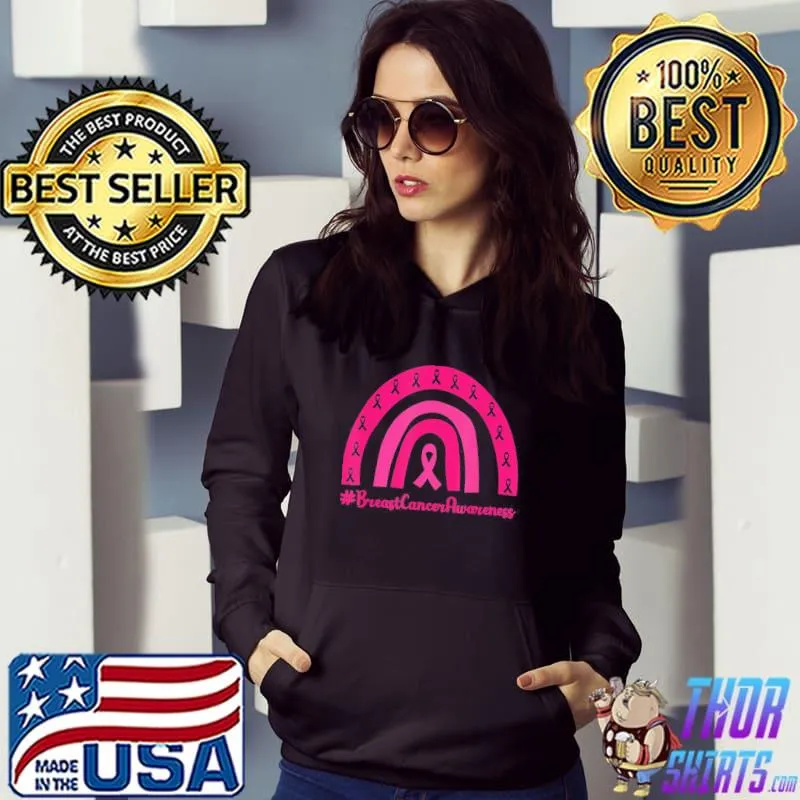 Rainbow pink ribbon breast cancer awareness s Hoodie