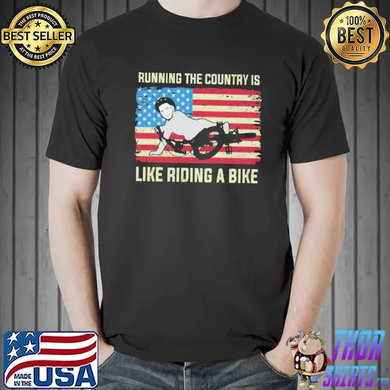 Running The Country Is Like Riding A Bike Biden American Flag Shirt