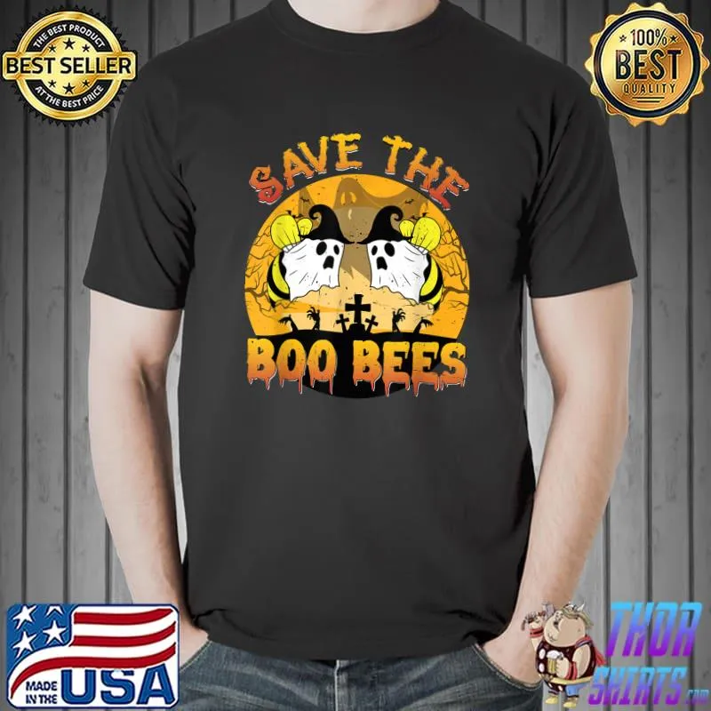 Save The Boo Bees Witch Blood Moon Halloween T-Shirt