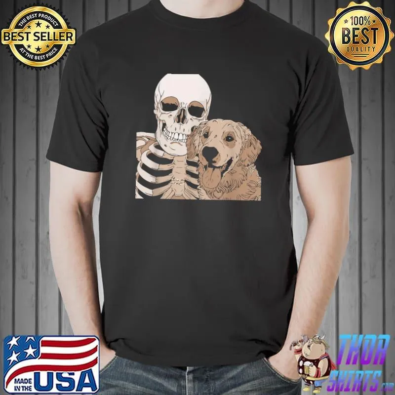 Skeleton Holding A Dog Lazy Halloween Costume Skull T-Shirt