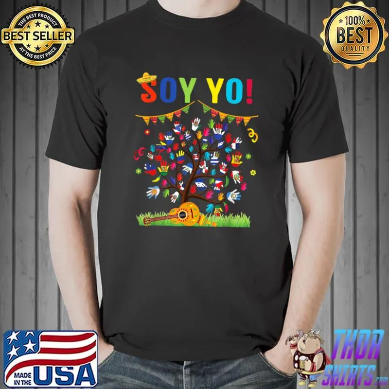 Soy Yo Guitar National Hispanic Heritage Month Latin Flags Tree T-Shirt