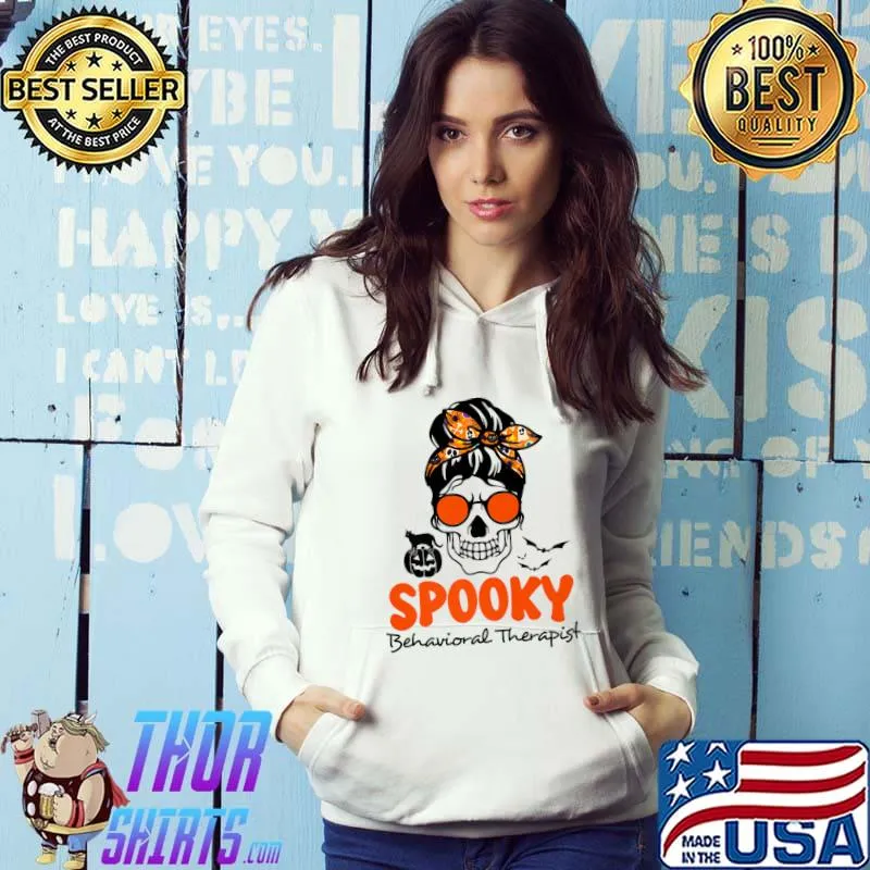 Spooky Behavioral Therapist Halloween Costumes Sugar Skull Bats T-Shirt Hoodie