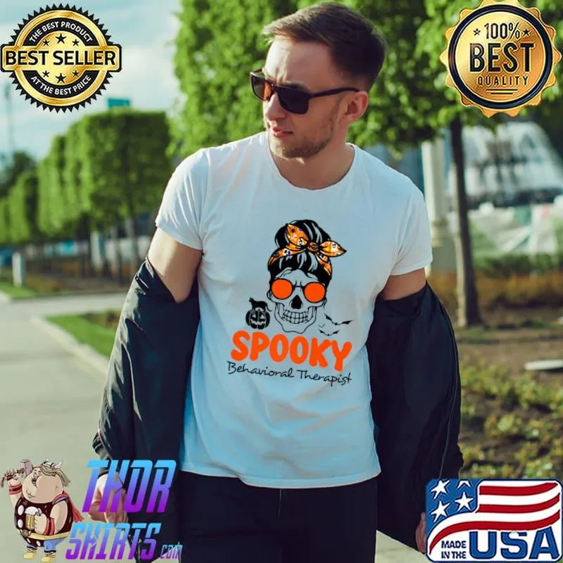 Spooky Behavioral Therapist Halloween Costumes Sugar Skull Bats T-Shirt