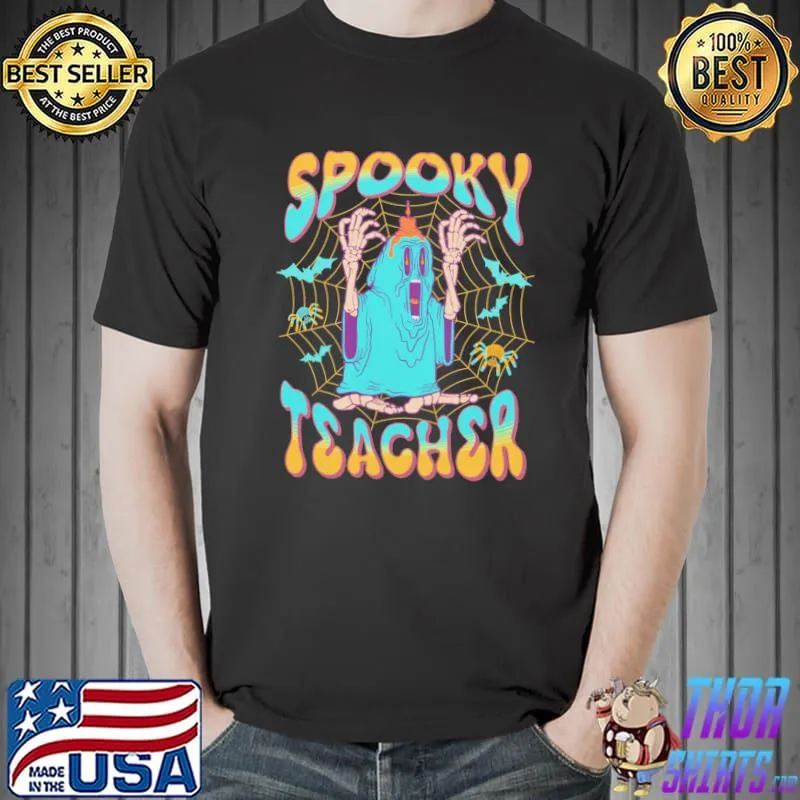 Spooky teacher ghost halloween trending shirt