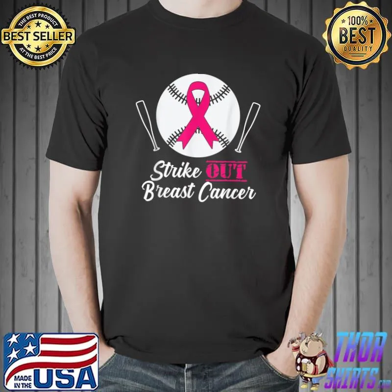 Strike Out Breast Cancer Pink Cancer Awareness Month Football T-Shirt