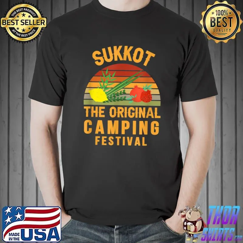 Sukkot The Original Camping Festival Sukkah Lulav Etrog Vintage T-Shirt
