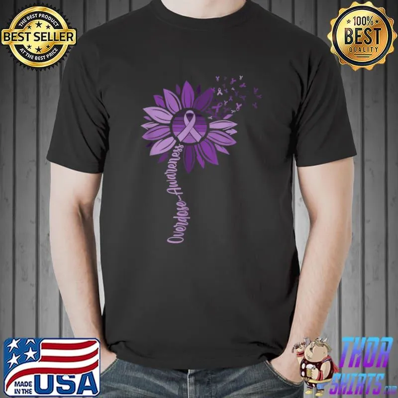 Sunflower Ribbons Overdose Awareness T-Shirt