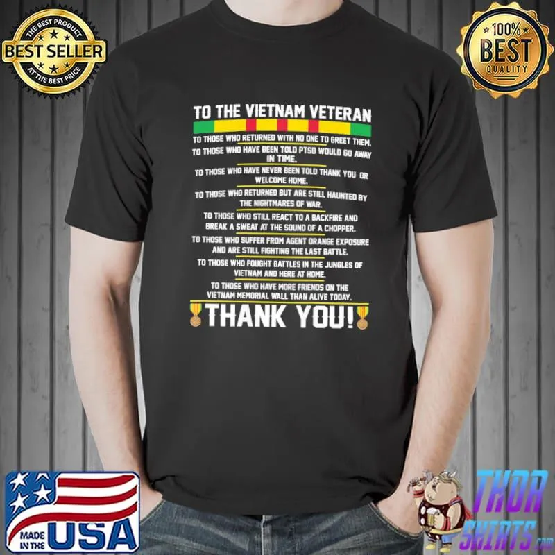 Thank you to the Vietnam veterans gift Vietnam veteran shirt