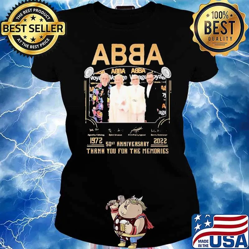 The abba 19722022 50st anniversary thank you for the memories signatures s Ladies tee