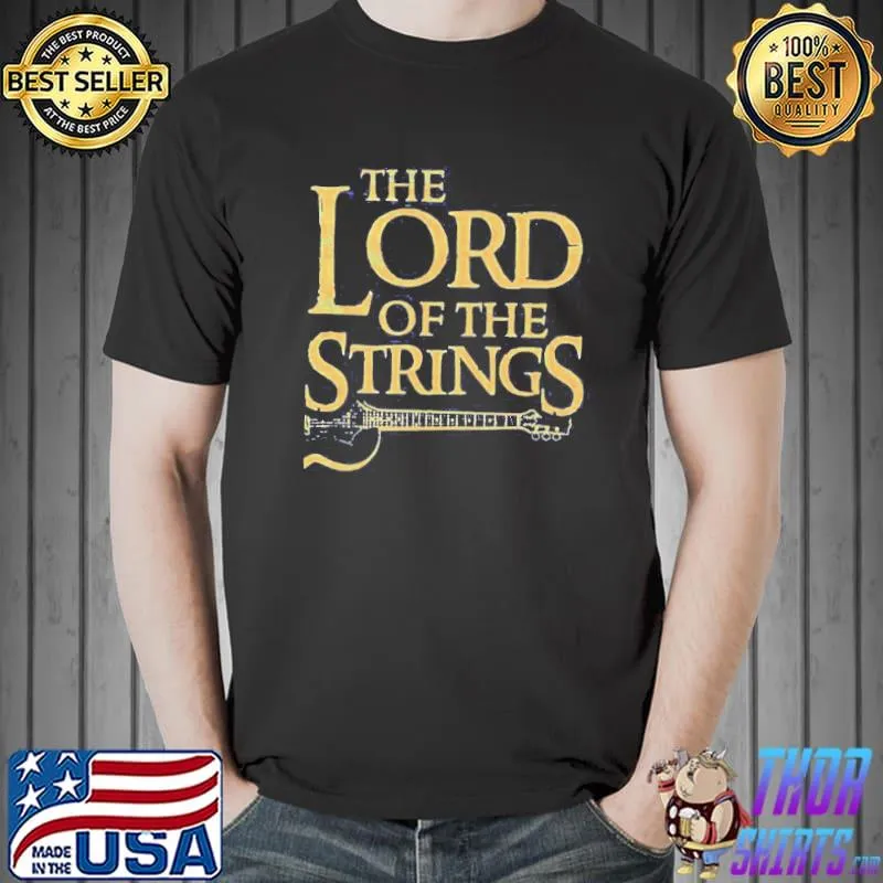 The lord of the strings electric guitar with lotr font classic shirt
