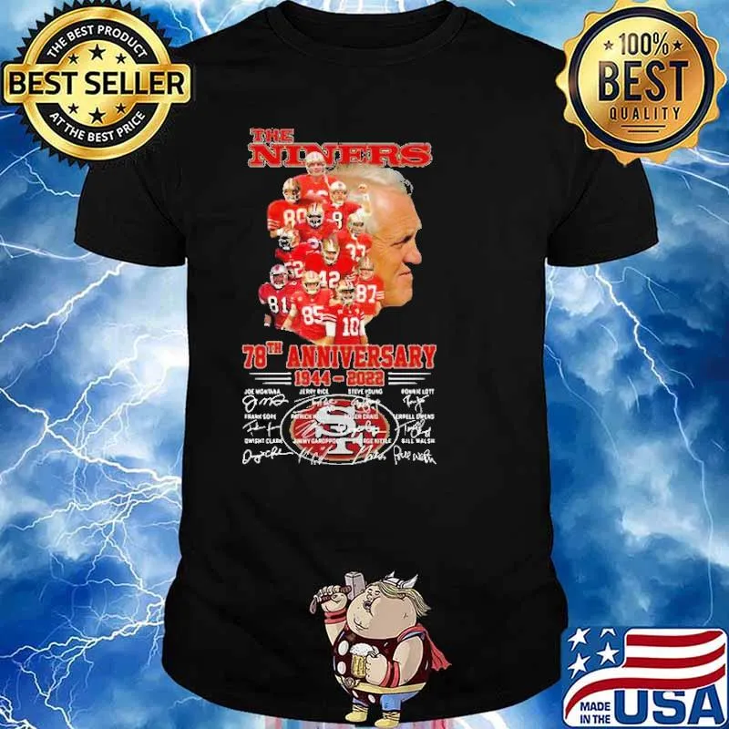 The niners San Francisco 49ers 78th anniversary signatures shirt