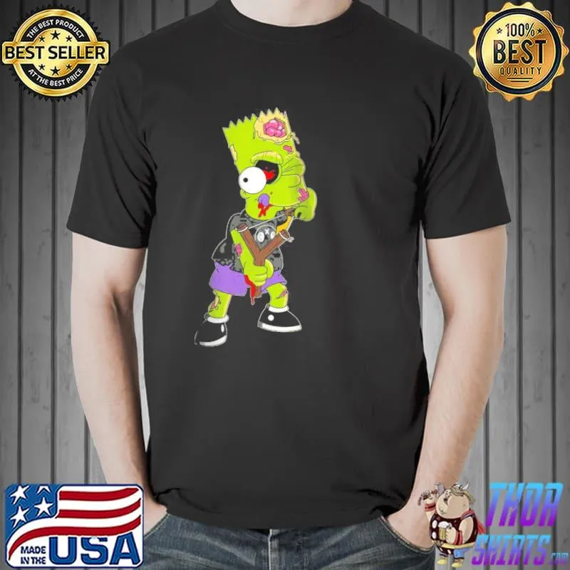 The Simpsons treehouse of horror bart zombie slingshot head halloween shirt