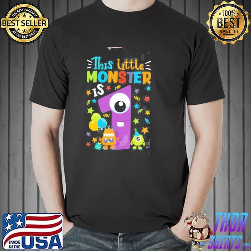 This little monster is 1 years old halloween birthday trending classic shirt