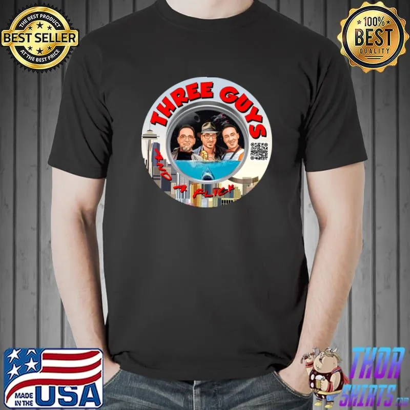 Three Guys And A Flick Logo With QR Code T-Shirt