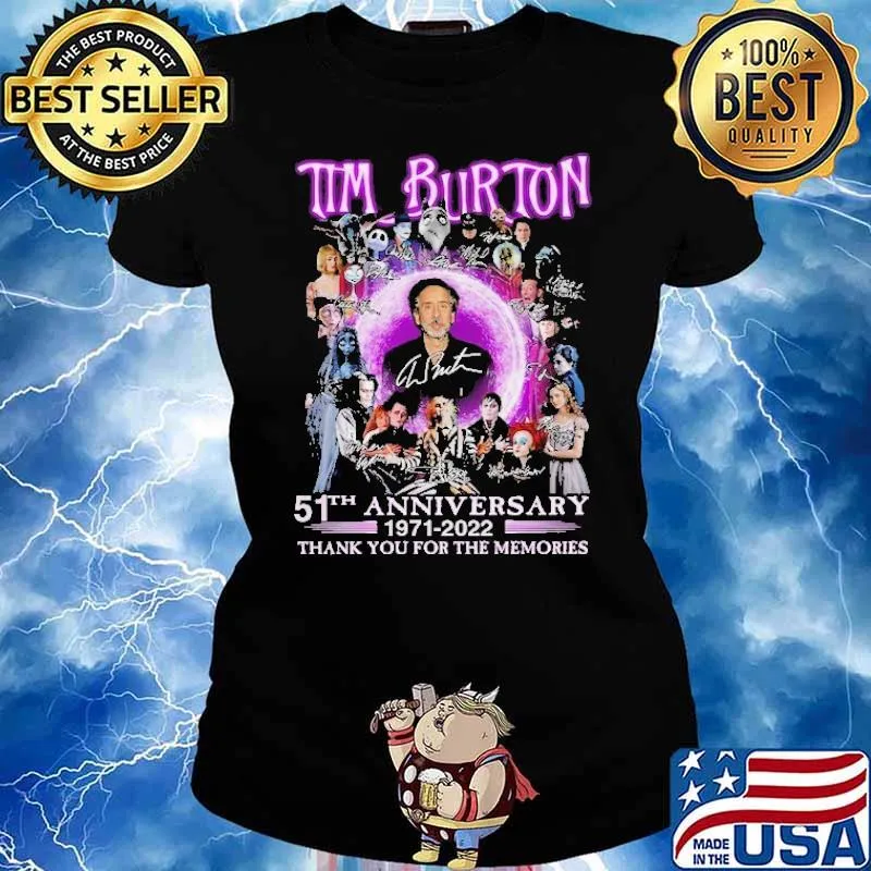 Tim Burton 51th anniversary thank for memories signatures s Ladies tee