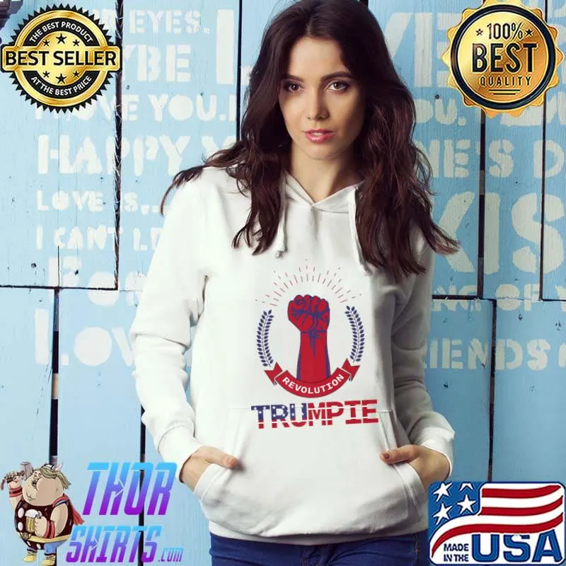 Trumpie Revolution Anti Biden Rally Wear US Flag Trumpie Strong Hand T-Shirt Hoodie