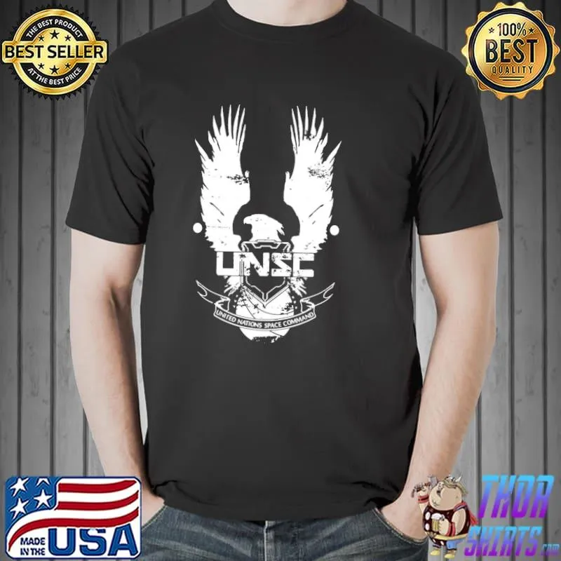United nations space command unsc worn logo high quality halo infinite shirt