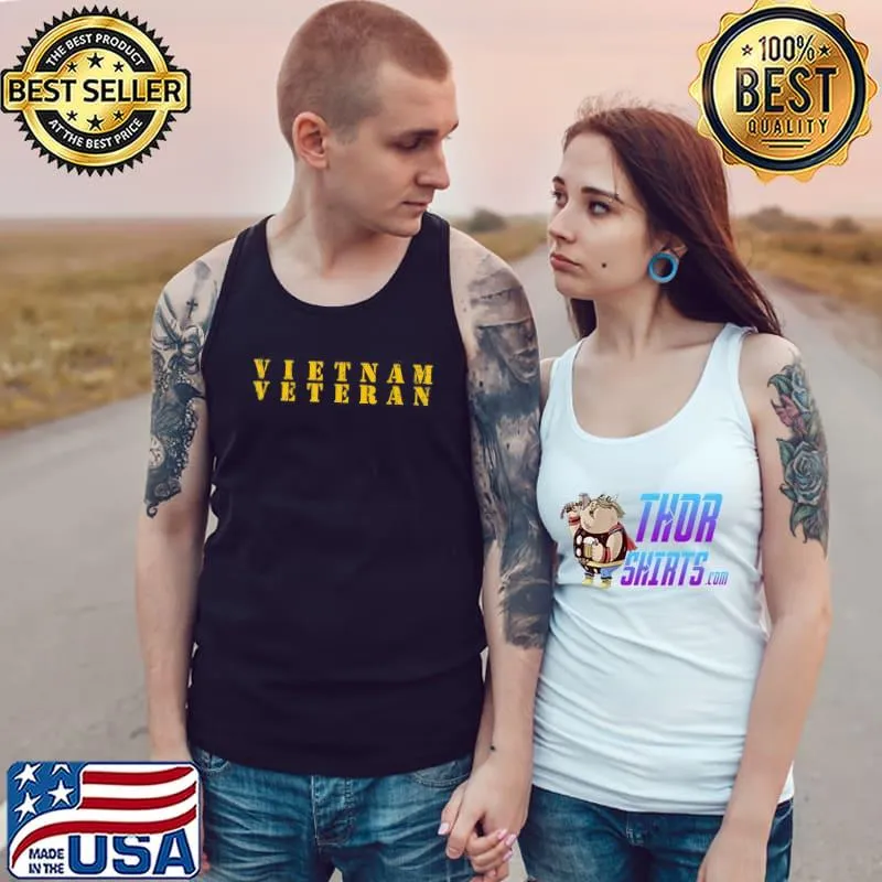 Vietnam veteran yellow text distressed American flag Vietnam veteran s Tank Top