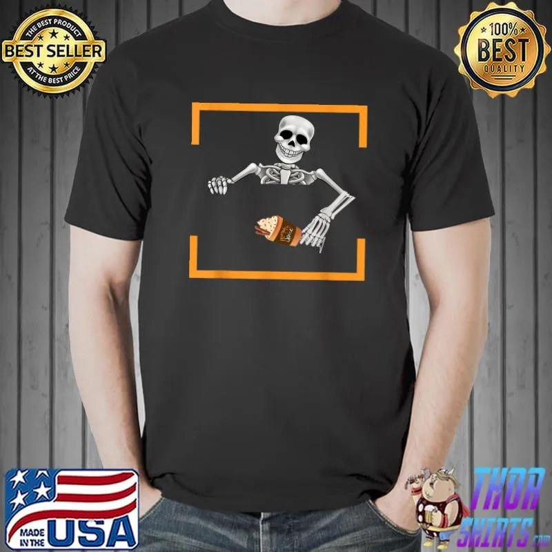 Vintage Halloween Skeleton Pumpkin Spice Latte Syrup Creamer T-Shirt
