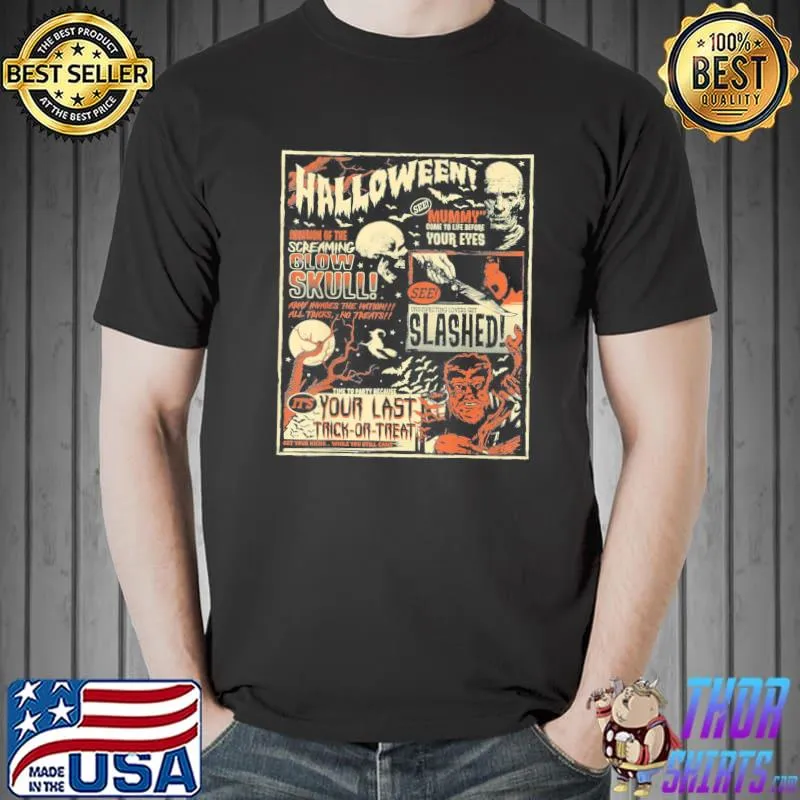 Vintage horror movie poster terror old time halloween shirt