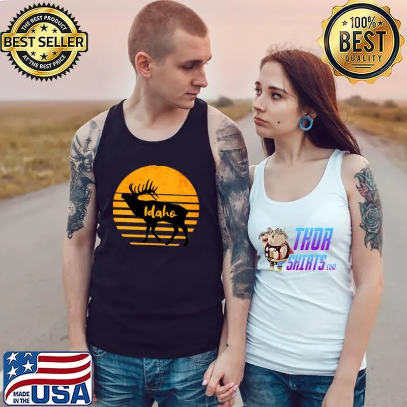 Vintage Idaho Elk And Sunset T-Shirt Tank Top