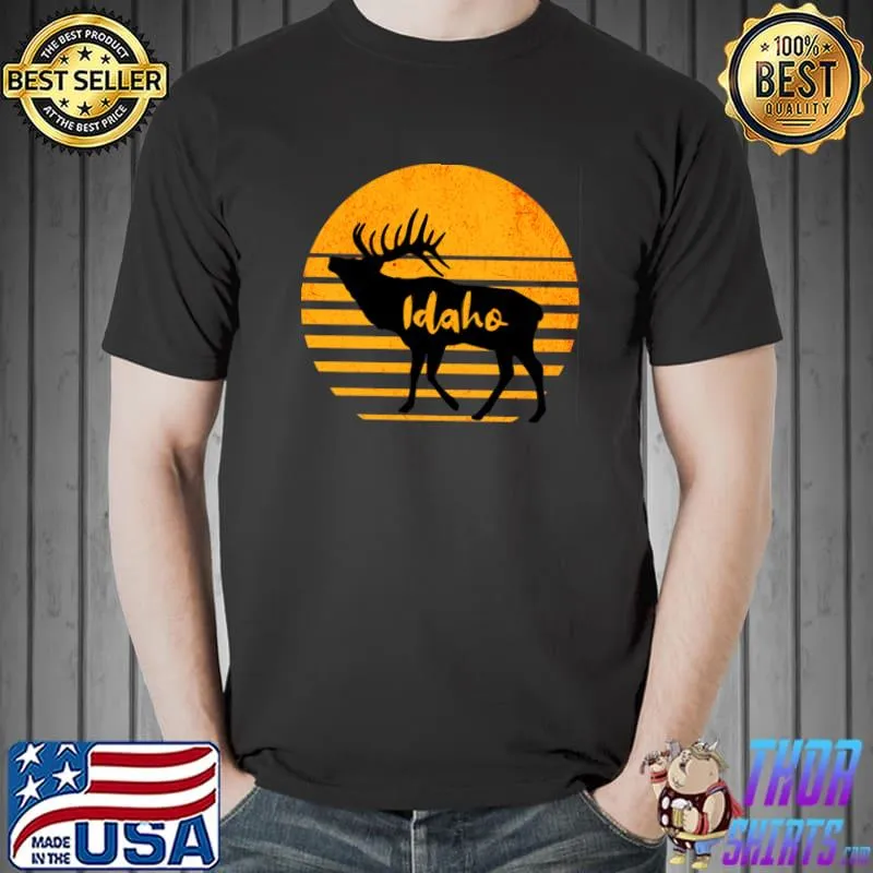 Vintage Idaho Elk And Sunset T-Shirt