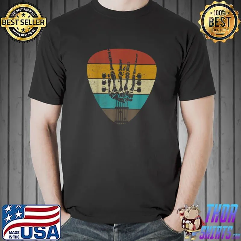 Vintage Retro Rock & Roll Skeleton Funny Guitar Music Lover T-Shirt