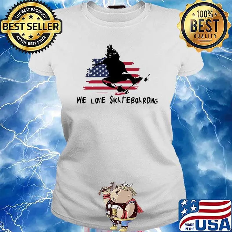 We love skateboarding America flag s Ladies tee