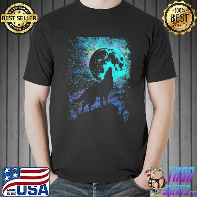 Wolf howling at the moon trending shirt
