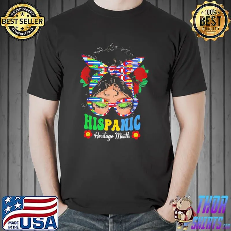 Women National Hispanic Heritage Month Hippie Messy Bun classic Shirt
