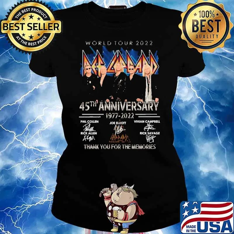World tour 2022 Def Leppard 45th anniversary thank for memories signatures s Ladies tee