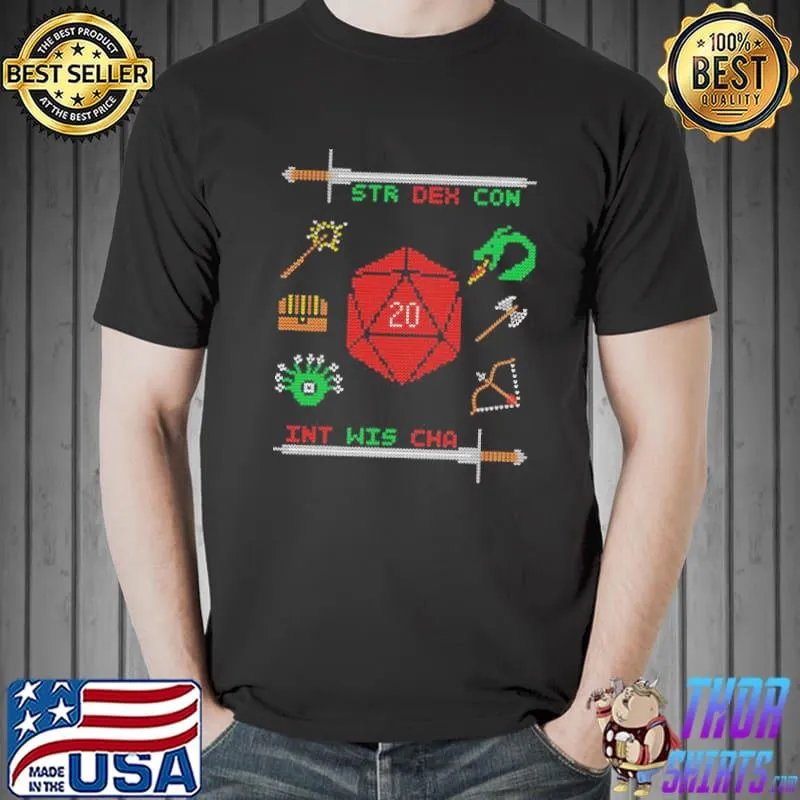 Adventuring knit pattern symbols ugly shirt