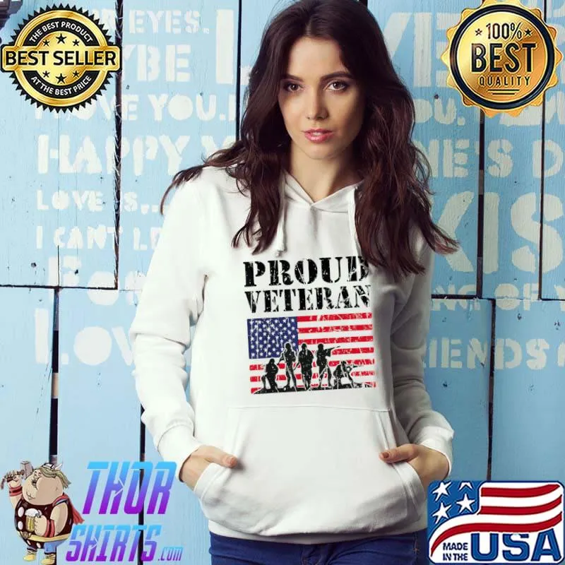 American Flag 4th Of July Proud Veteran Veteran's Day T-Shirt Hoodie
