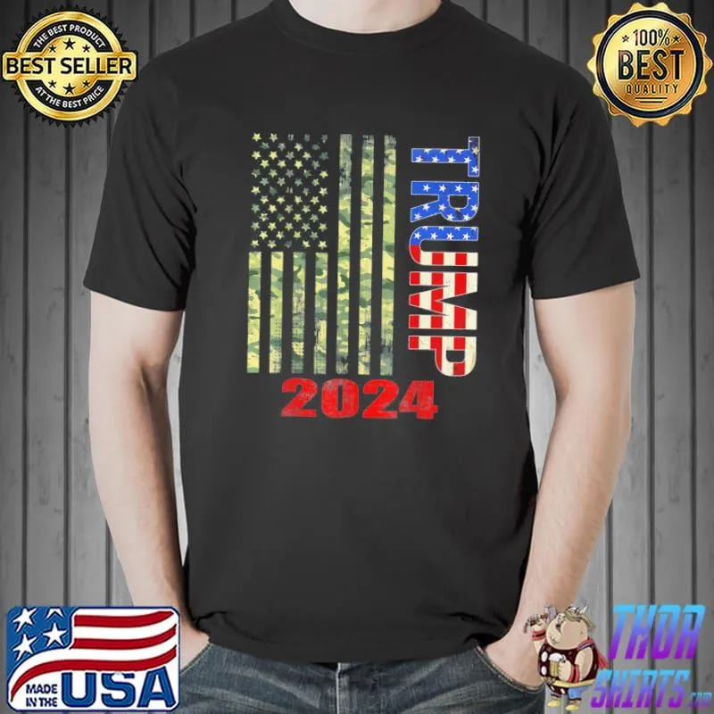 American flag design Trump 2024 trump's rally for supporters shirt