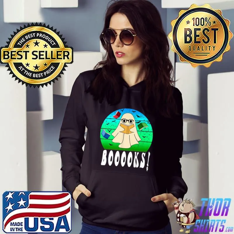 Booooks Ghost Boo Read Books Library Book Lover Vintage T-Shirt Hoodie