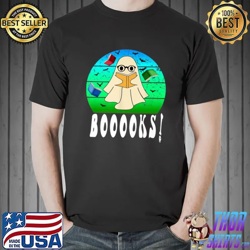 Booooks Ghost Boo Read Books Library Book Lover Vintage T-Shirt