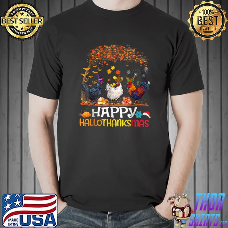 Chicken Halloween Happy HalloThanksMas Autumn Thanksgiving T-Shirt