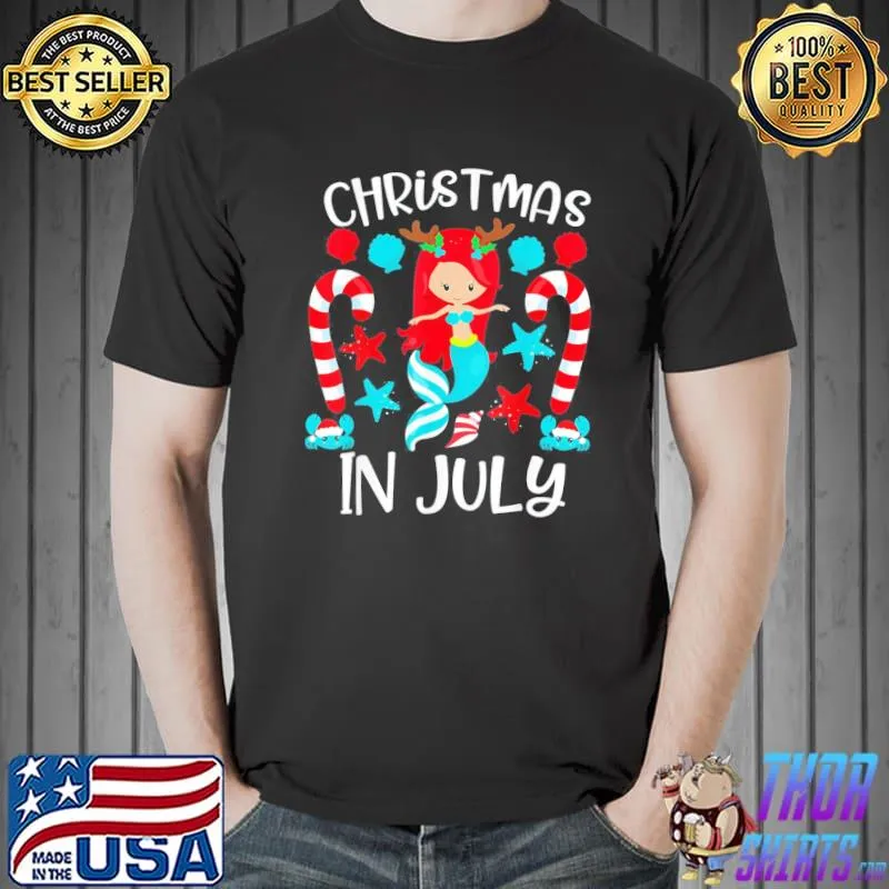 Christmas in july cute mermaid summer vacation shirt